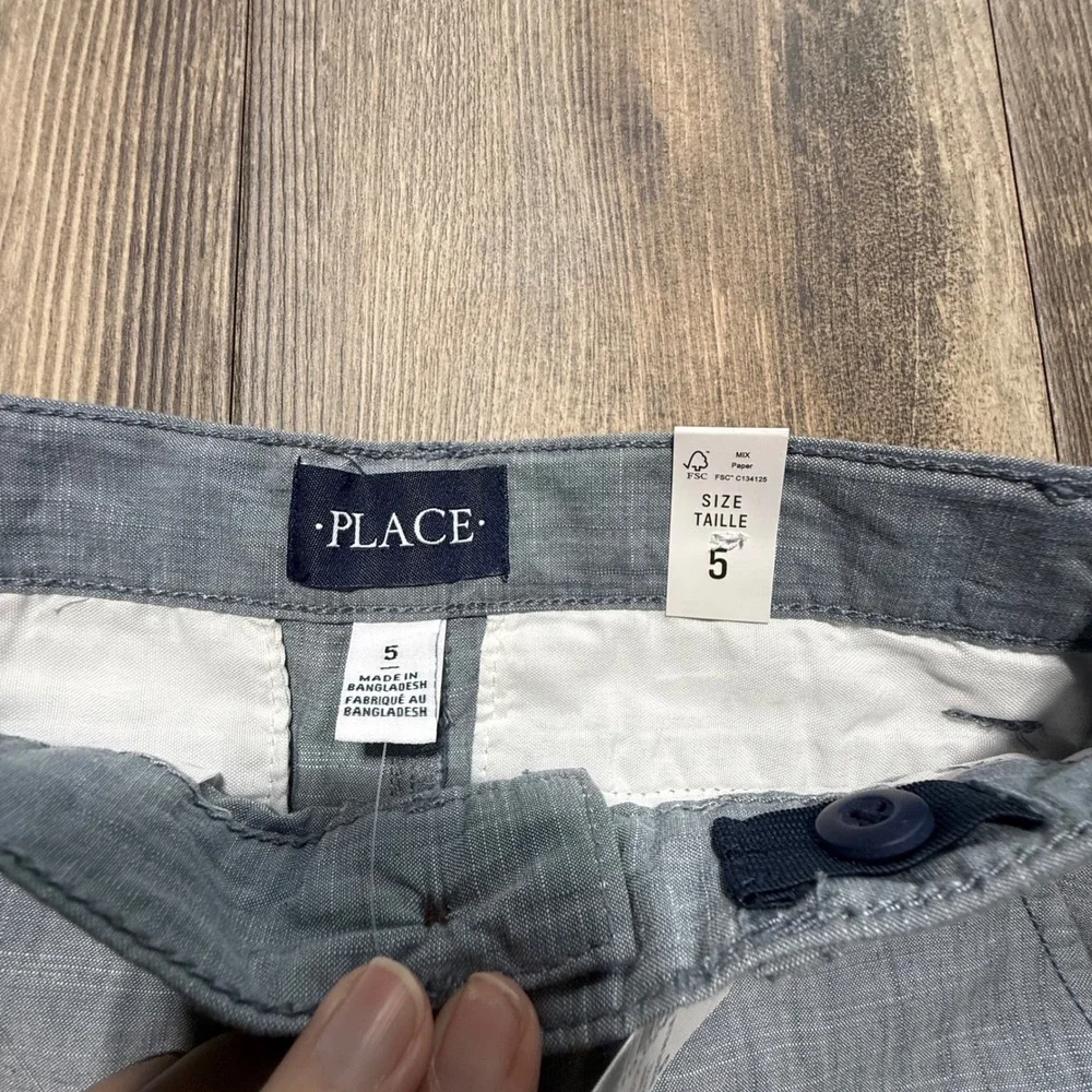 Preppy The Children's Place Chino Shorts Blue Heathered Linen Coastal Kids 5